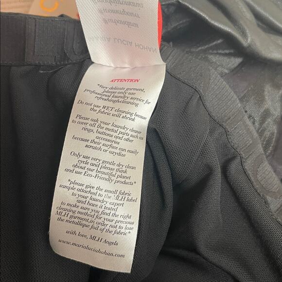 Maria Lucia Hohan Abigail Faux Leather Strapless Ruched Draped Midi Dress Sz 4 - Picture 11 of 12